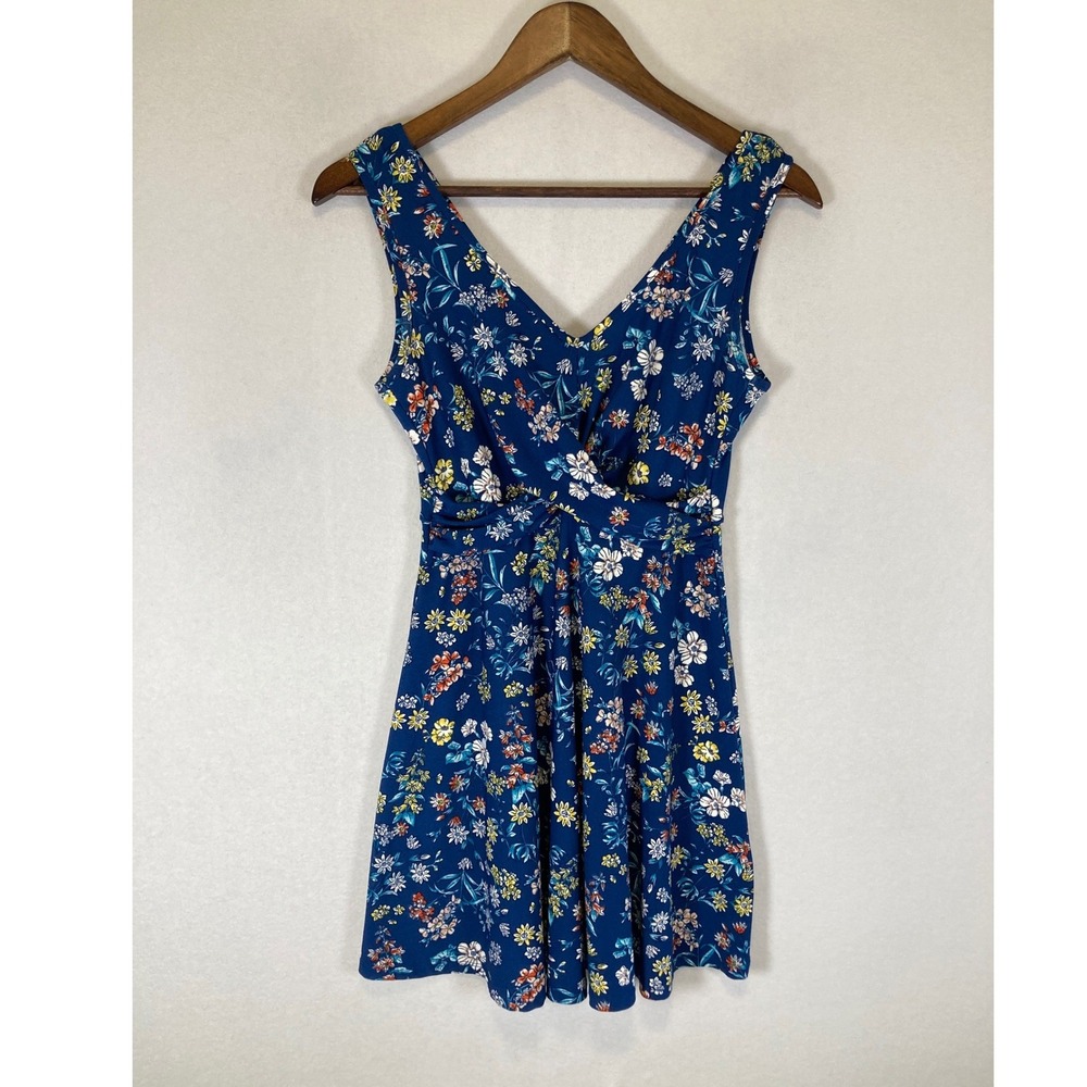 Cottagecore‎ Candies Womens XS Blue Floral V-Neck Twisted Waist Mini Dress